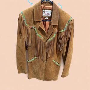 Ren Eellis by Chambers Vintage Brown Leather Southwestern Jacket Size 10